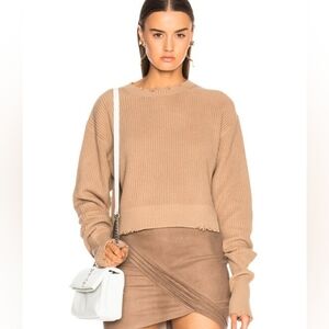RtA Distressed August Sweater Brown Tan Biscuit Grunge Minimalist Fall Sz Medium